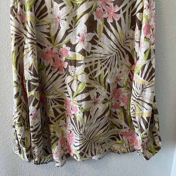 J. Jill Love Linen Shirt Blouse Button Down Size XL P Long Sleeve Floral Print - Picture 10 of 14